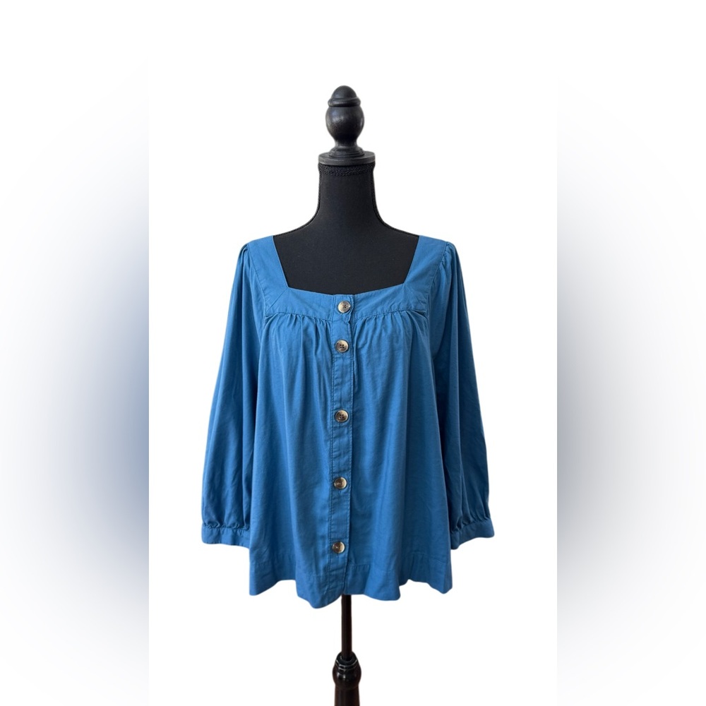 St. John's Bay Blue Button-Front Blouse